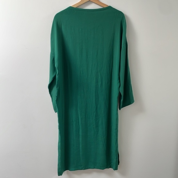 NAÏF NAIF Montreal green emerald midi shirt slip dress MEDIUM longsleeve - Picture 4 of 10